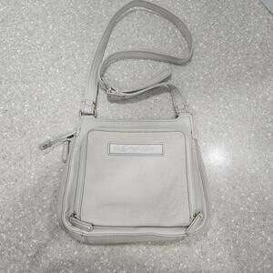 Fossil M Ivory Leather 75082 Crossbody Shoulder Purse Bag Multi Pockets